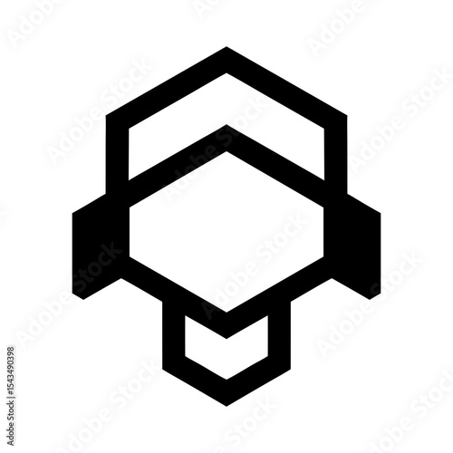 A sleek and contemporary black outline logo featuring a prominent hexagon shape with additional geometric elements, ideal for technology, construction, or security branding.