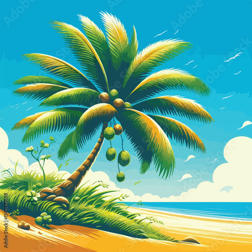 vector image of a coconut tree