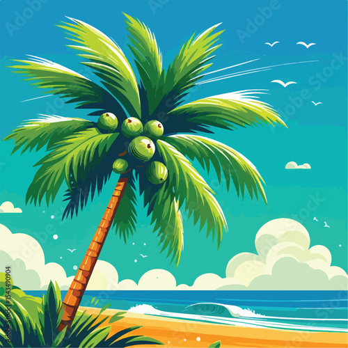 vector image of a coconut tree