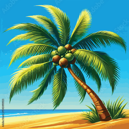 vector image of a coconut tree