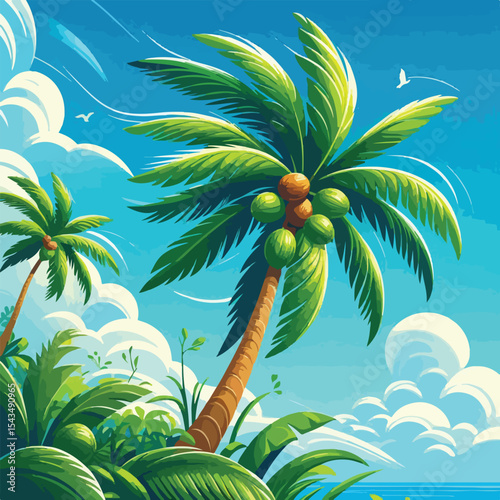 vector image of a coconut tree