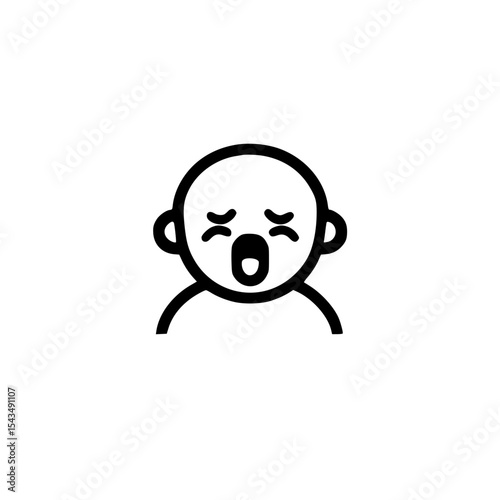 Cute Baby Face Yawning in Calm and Tired Mood Vector 