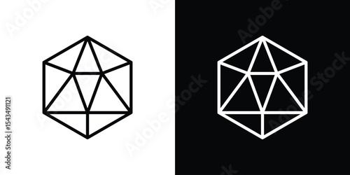 Dice d20 icon filled flat sign concept for web design.