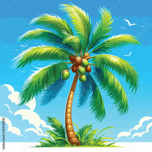 vector image of a coconut tree