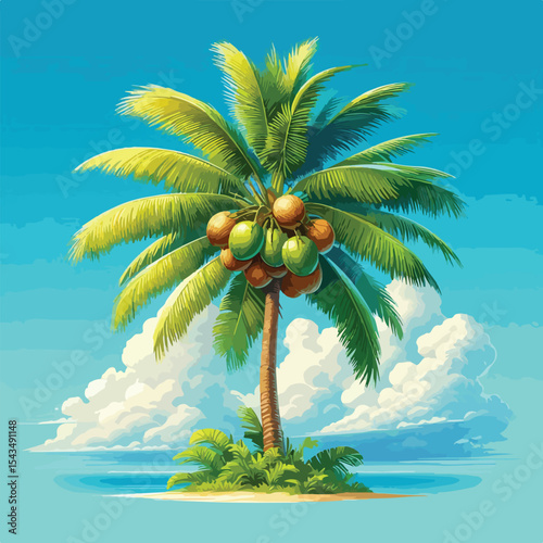 vector image of a coconut tree