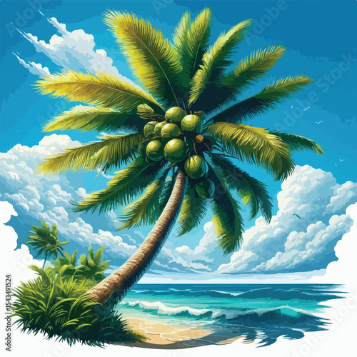 vector image of a coconut tree