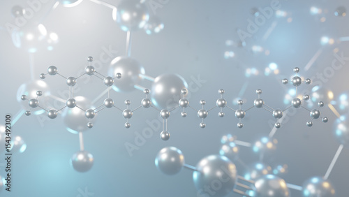 capsaicin molecular structure, 3d model molecule, amides structural chemical formula view from a microscope