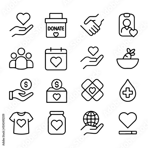 Charity Outline Icons Collection