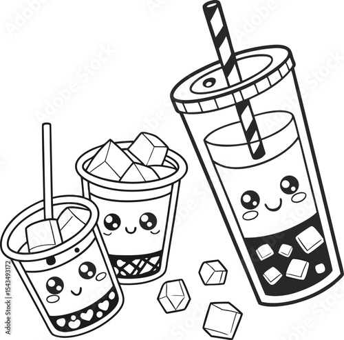 I will formulate a concise sentence describing the image based on your provided keywords and constraints

A vibrant illustration of a cold soda drink in a plastic cup with ice and a straw, ideal for f
