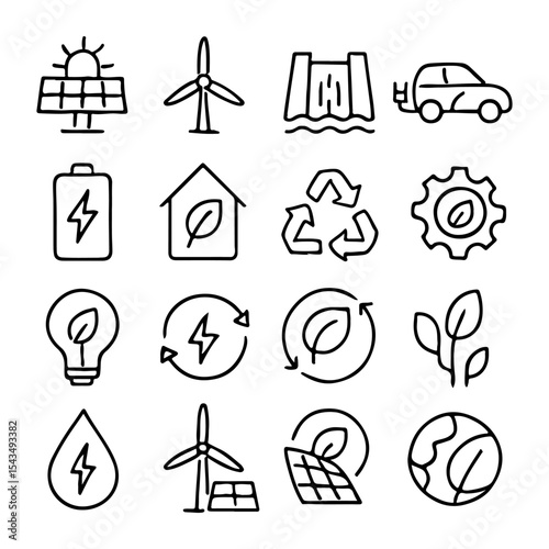 Renewable Energy Outline Icons Collection