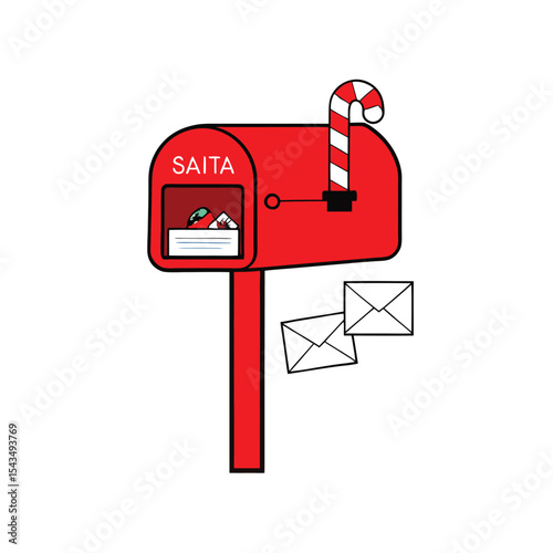 a red mailbox overflowing with letters to santa  c