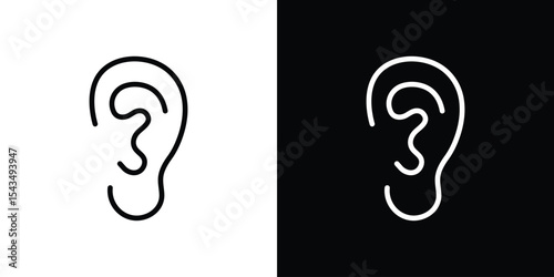 Ear icon filled flat sign concept for web design.