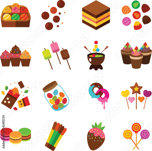 Sweet Temptations a Vibrant Array of Confections and Treats Delightful Candy Land Graphics