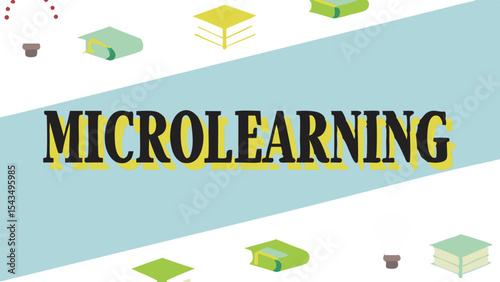 Microlearning concepts displayed with educational elements and books