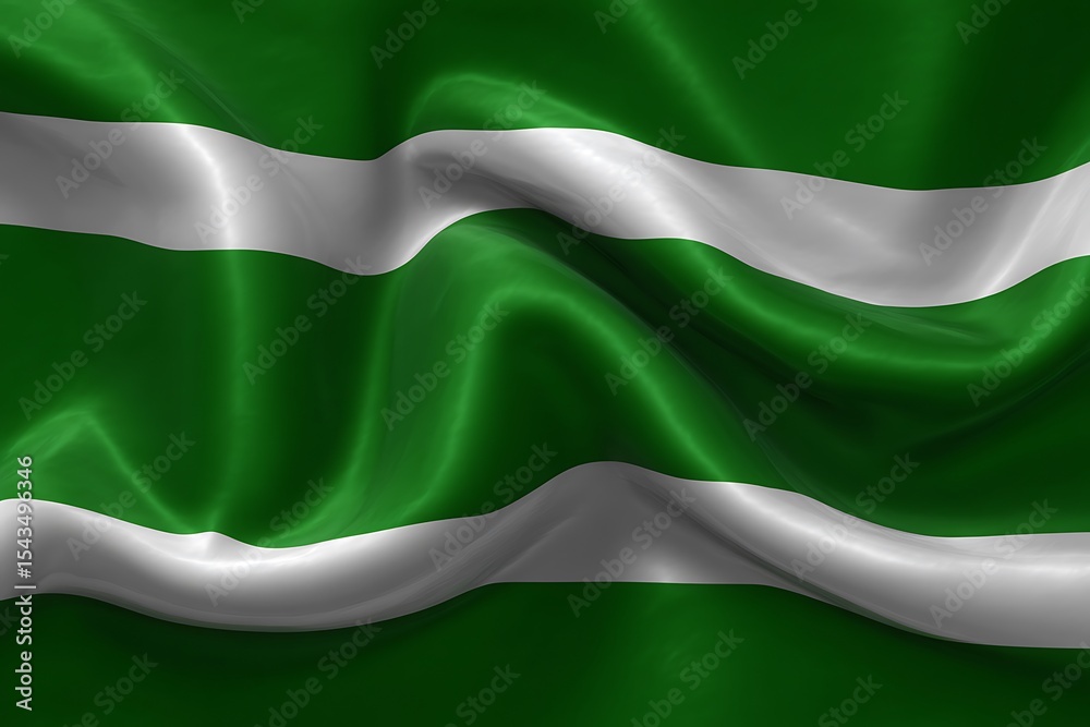 Obraz premium Green and white horizontal striped flag