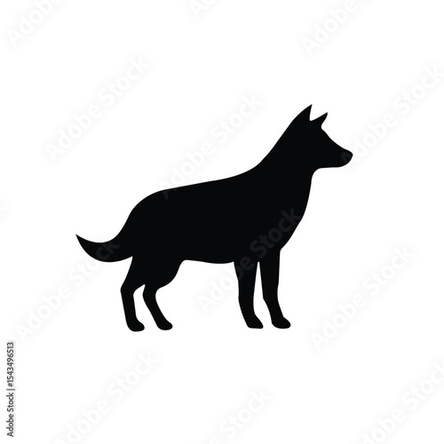 Black silhouette icon of a standing dog, symbolizing loyalty, protection, or pets. Clean and minimal design suitable for pet services, signage, or digital content requiring animal representation.