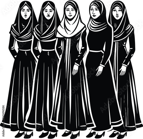 Fashionable vector illustrations of women, including a stylish lady, a cartoon girl, and a beautiful model in a dress, perfect for design and art projects