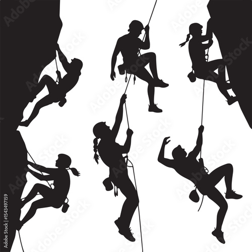 Climber Rappelling Down Cliff Silhouette

Extreme Rappelling Action Vector Scene

Mountain Rappelling Gear Silhouette Design

Rappeller Hanging on Rock Face Vector Art

Vertical Descent Adventure Silh