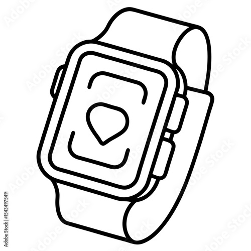 Minimal Smartwatch Health Line Art