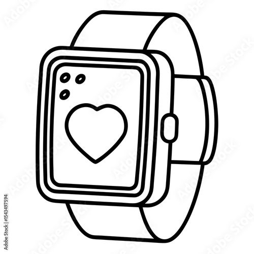 Minimal Smartwatch Health Line Art