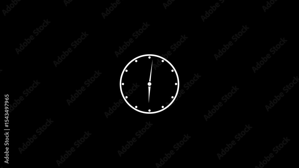 Twelve hours clock run, moving time arrows, 12 hours clock dial loop ...