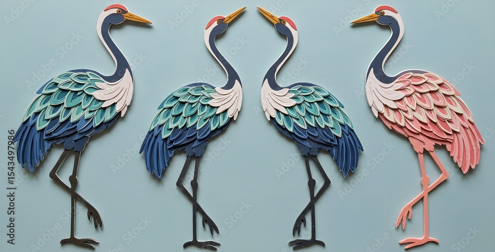 Obraz premium two pink flamingos in the water