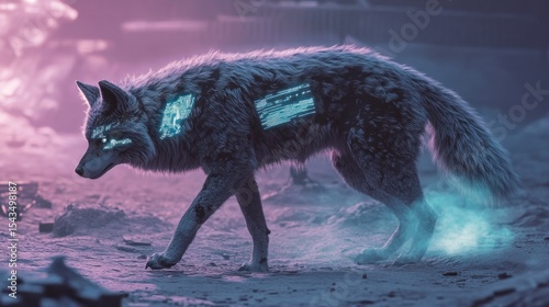 Fantastical wolf illustration