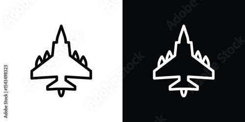 Fighter jet icon filled flat sign concept for web design.