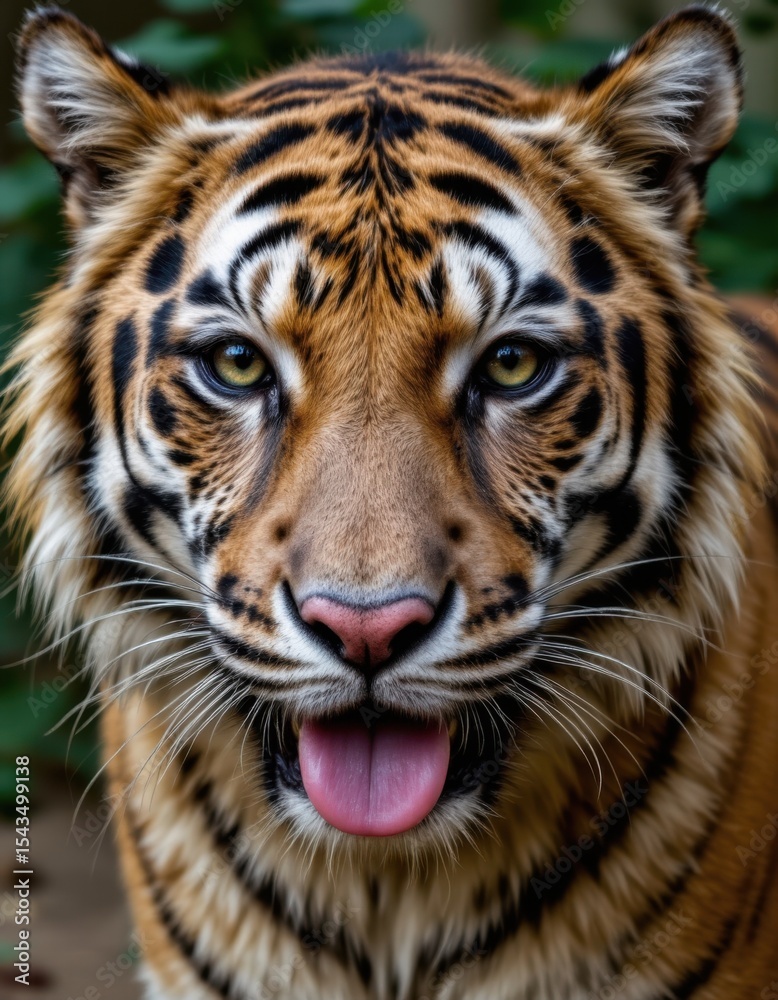 Fototapeta premium Majestic tiger gaze wildlife sanctuary animal close-up natural habitat front view wildlife conservation