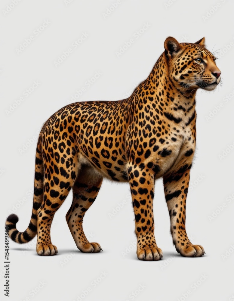 Fototapeta premium Majestic leopard prowling in a studio setting animal portrait photography artistic environment side view