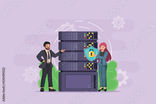 Server Data Security and Protection: Business Professionals Ensuring Cybersecurity and Privacy for Critical Information on Network Servers.