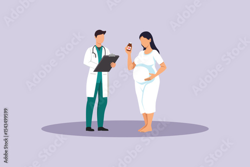 Doctor and Patient Concept. Colored flat vector illustration isolated