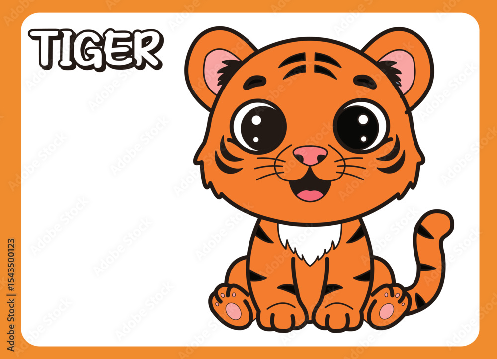 Cute little tiger cartoon illustration. vector 2 dimension Cute little tiger cartoon illustration. vector 2 dimension