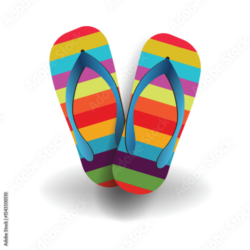 flip flops isolated on white, set with colorful summer flip flops for beach holiday