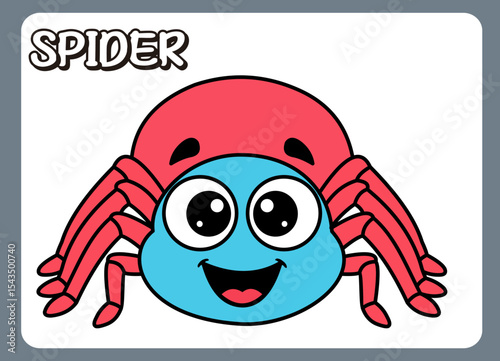 Cute little spider cartoon illustration. vector 2 dimension