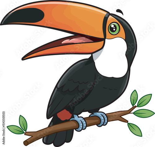 Colorful Toucan Bird Clip Art  vector and Illustration white color background