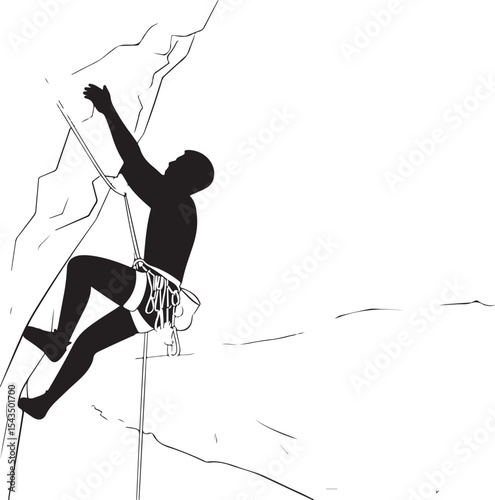 Climber Rappelling Down Cliff Silhouette

Extreme Rappelling Action Vector Scene

Mountain Rappelling Gear Silhouette Design

Rappeller Hanging on Rock Face Vector Art

Vertical Descent Adventure Silh