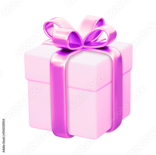 pink gift box with ribbon isolated on white background