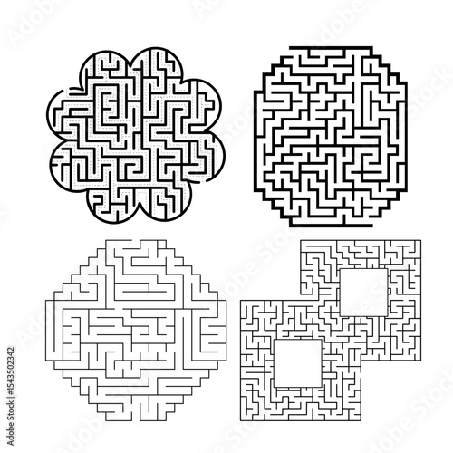 Maze labyrinth game vector illustrations for design and book