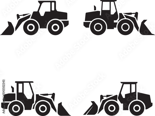 Four Vector Illustrations of Construction Excavators