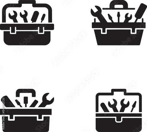 Four black and white toolbox icons.