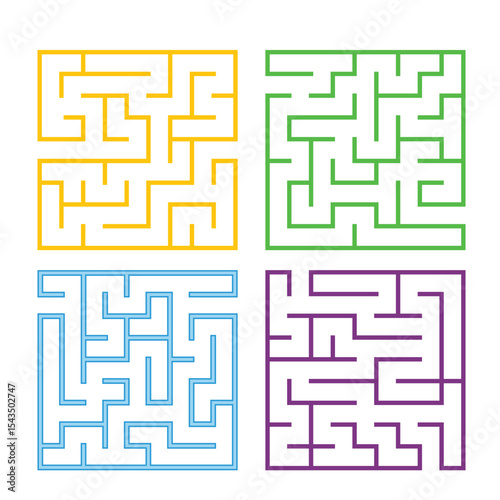 Maze labyrinth vector illustrations for design and book