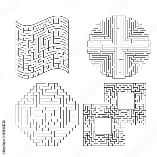 Maze labyrinth vector illustrations for design and book