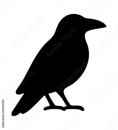 Striking black vector silhouette of a crow or raven. Ideal for Halloween, gothic themes, nature designs, or as a symbol of mystery and intelligence
