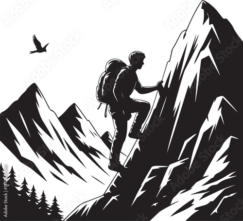 Climber Rappelling Down Cliff Silhouette

Extreme Rappelling Action Vector Scene

Mountain Rappelling Gear Silhouette Design

Rappeller Hanging on Rock Face Vector Art

Vertical Descent Adventure Silh
