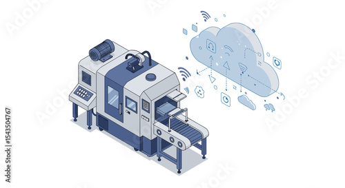 Smart factory automation with cloud computing and internet of things integration isometric style vector illustration