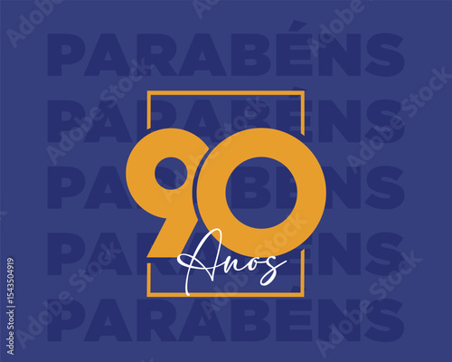 Cartaz de Aniversário com Número 90 – Parabéns com Estilo Moderno