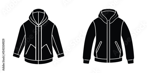 Concept showing label detail of a windbreaker Flat Silhouette on White Background