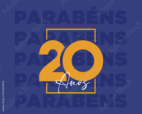 Cartaz de Aniversário com Número 20 – Parabéns com Estilo Moderno