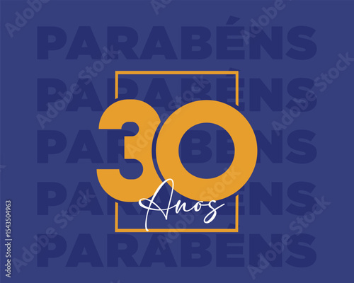 Cartaz de Aniversário com Número 30 – Parabéns com Estilo Moderno